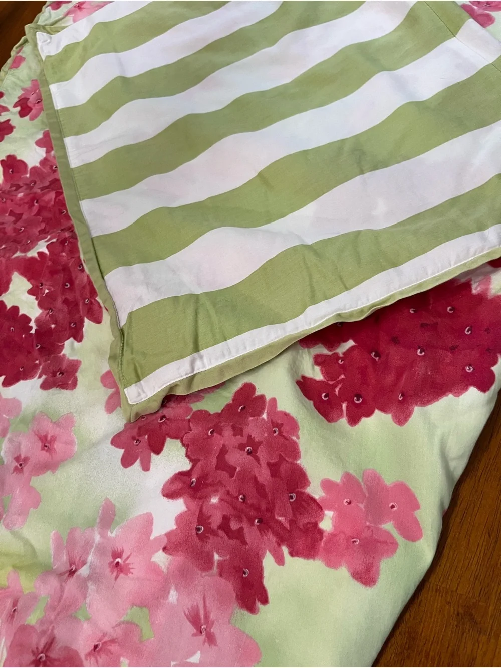 Twin - Tommy Hilfiger Hydrangea Print Duvet Cover & Sham - Pink & Green